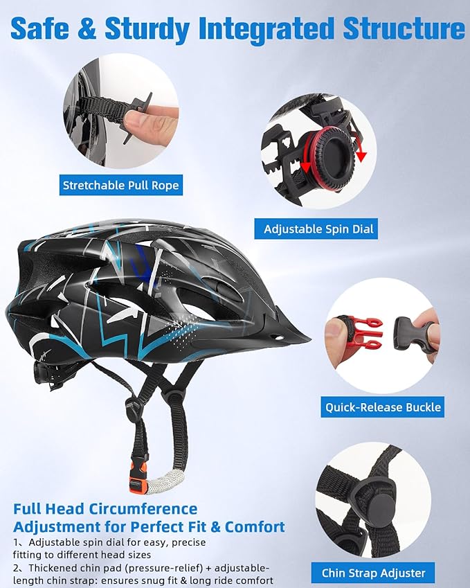 Zacro Adult Bike Helmet Lightweight for Men Women Comfort with Pads&Visor, Certified Bicycle Helmet for Adults Youth Mountain Road Biker