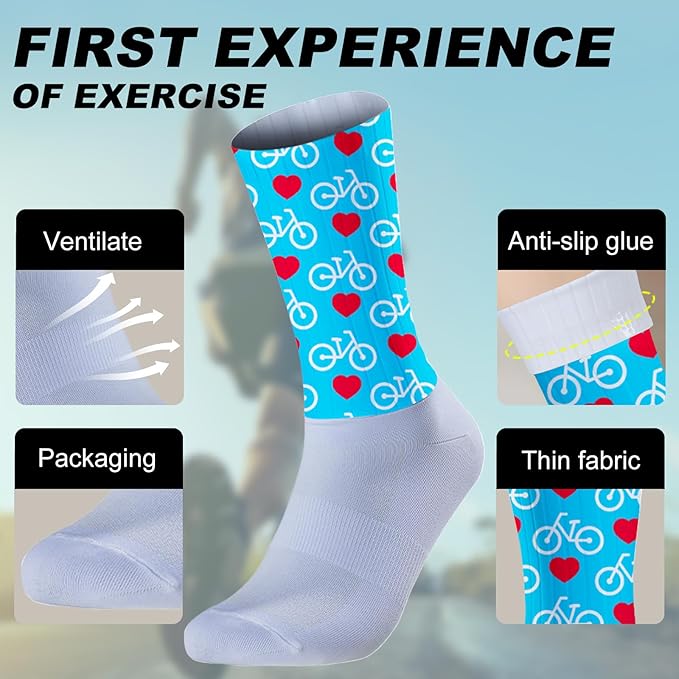Cycling Socks Athletic Crew Socks Breathable Cushioned Compression Running Hiking Socks For Mens Womens