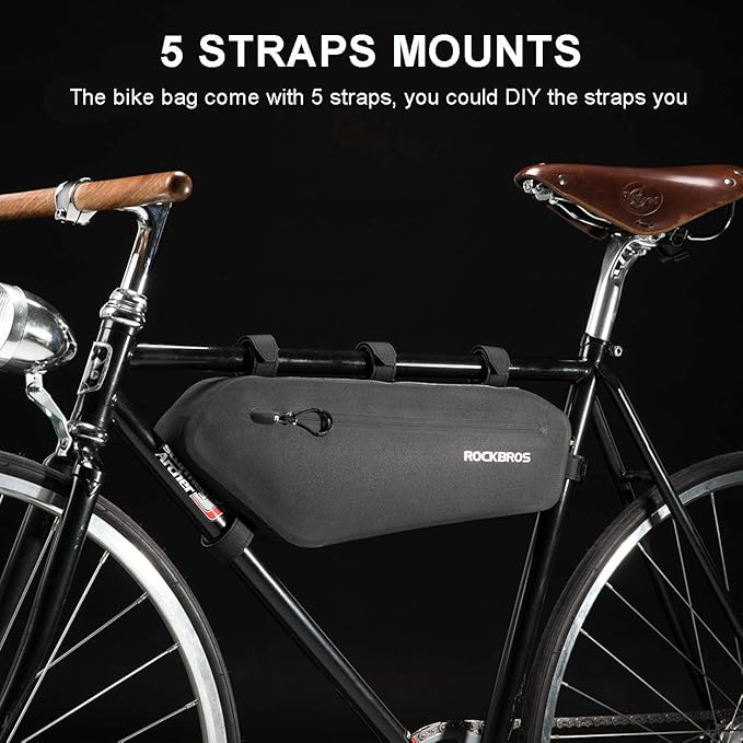 ROCKBROS Bike Frame Bag Waterproof Bike Triangle Bag Bicycle Under Top Tube Bag Corner Pouch Storage Bag Approx. 4 Litres for Cycling Accessories