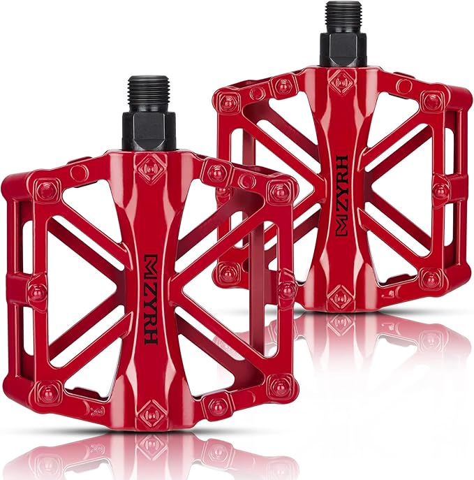 KEMIMOTO Mountain Bike Pedals MTB Bicycle Flat Pedals, 9/16'' CNC Aluminum Durable Sealed Bearing for Most Bikes BMX MTB Enduro Downhill Trail (Two Pack)