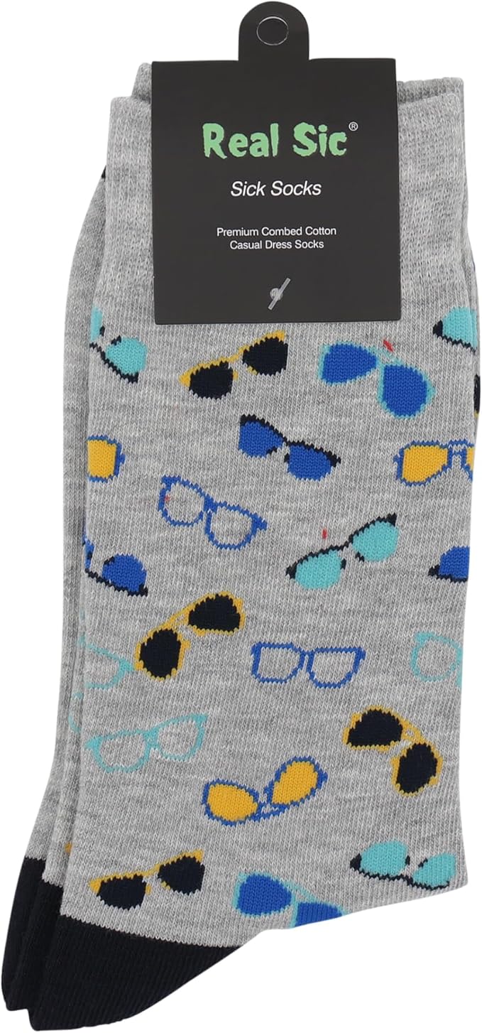 Real Sic Fun Socks for Men and Women - Cozy Cotton Dress Socks with Colorful Designs - Cool, Casual, Wacky Patterned
