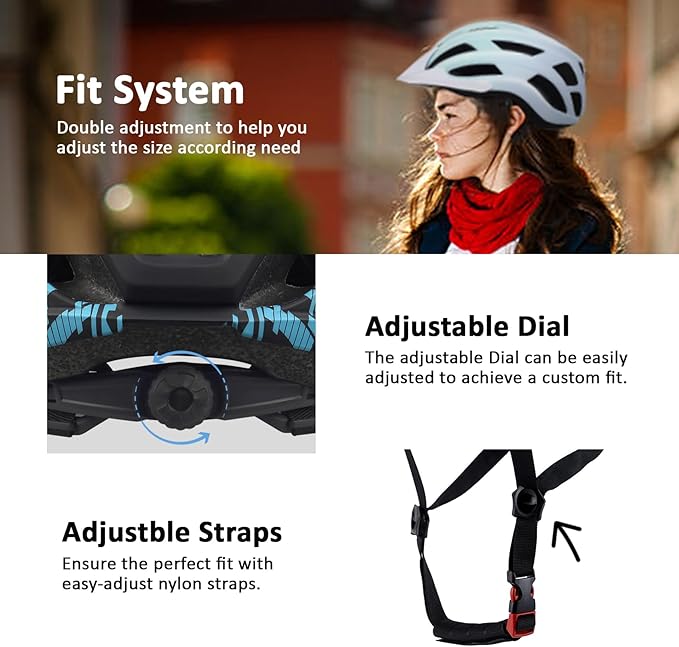 Bike Helmet for Adults Women Men Youth Kids, Lightweight Mountain Road Bicycle Cycling Helmets with Adjustable Dial & Removable Visor
