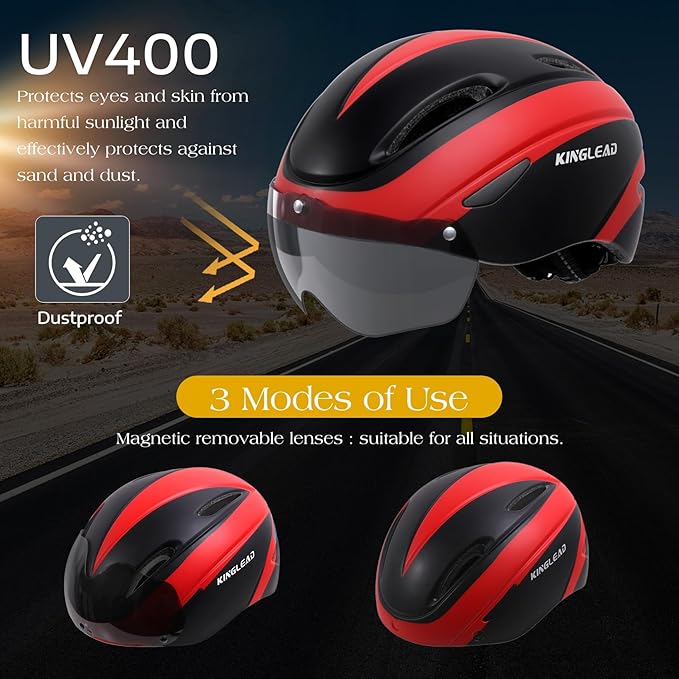 Bike Helmet for Adults Bicycle Helmet with Detachable Magnetic Googles & Adjustable Dial for Mountain Bikes, Road Bikes, Electric Bikes, Scooter