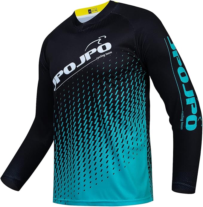 JPOJPO Men's Mountain Bike Jersey Long Sleeve MTB Off-Road Racing Downhill Motocross Shirts Quick Dry&Moisture-Wicking Tops