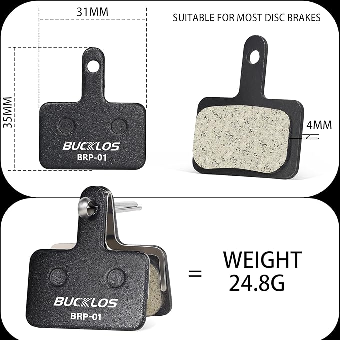 BUCKLOS Bike Disc Brake Pads for TRP Tektro Shimano MT200 Deore Br-M575 M525 M515 T615 T675 M505 M495 M486 M485 Ridstar Q20,Bicycle Disk Brakes Pads for Mountain Bike/Electric Bike/Road/Scooter/Ebike