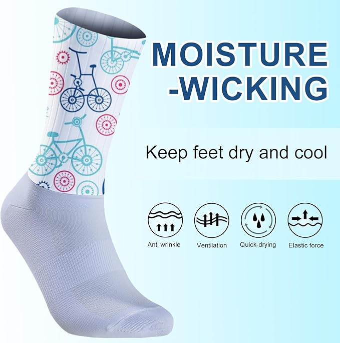 Cycling Socks Athletic Crew Socks Breathable Cushioned Compression Running Hiking Socks For Mens Womens