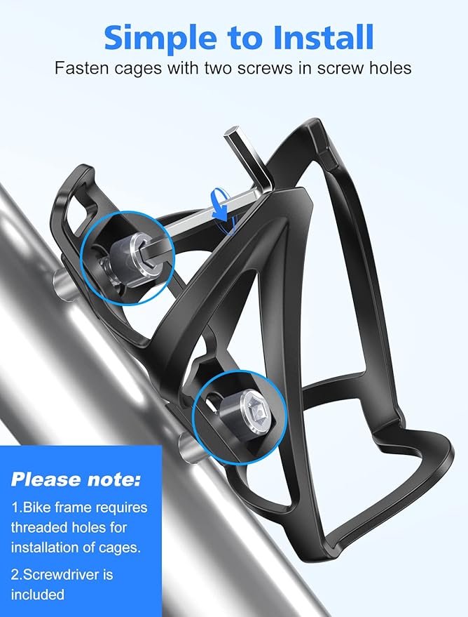 Bike Water Bottle Holder, WOCBUY Bicycle Water Bottle Holder Cage Bracket Fit 22-26 oz Bottle with Secure Screw Mounting, Perfect for Cycling, Commuting or Other Outdoor Activities