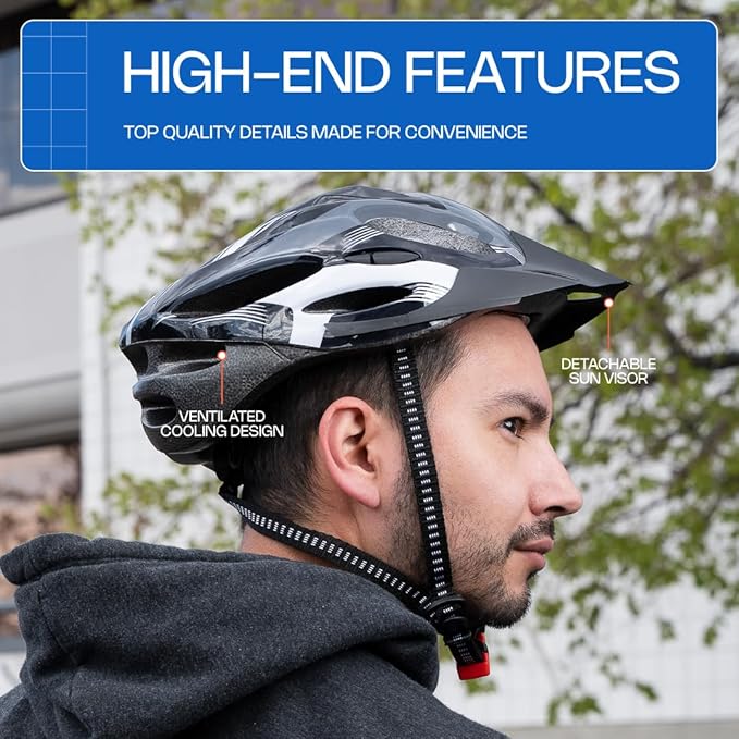 Revas Bike Helmet for Adults | Lightweight, Adjustable, Safety Certified Bicycle Helmet for Road, Mountain & Commuter Cycling