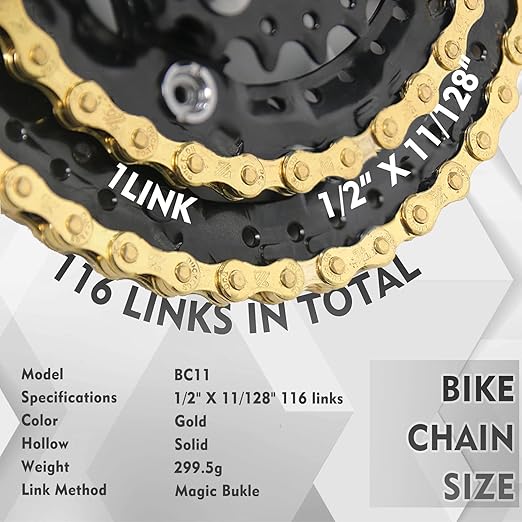 BUCKLOS 6/7/8/9/10/11/12 Speed Bike Chain, High Performance Lightweight Bicycle Chains for Road Bike/Mountain Bike/Ebike,Compatible with Shimano, SRAM, Campagnolo Silver/Gold