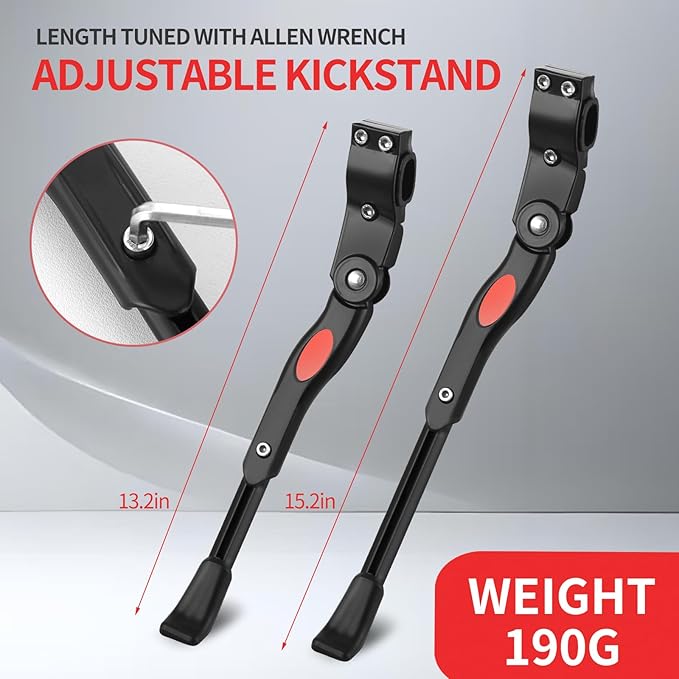 Adjustable Bike Kickstand Compatible with Nishiki, Bicycle Side Kickstand, Aluminum Alloy Bike Kick Stand, Easy to Install, for 22 24 26 Inch Mountain Bikes, MTB and Road Bikes Accessories, Black