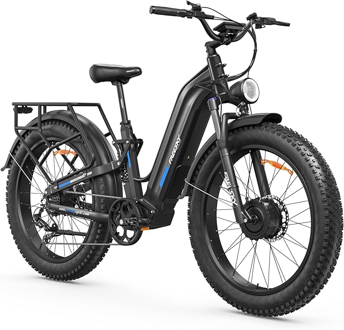 FREESKY Ranger AIR Dual Motor Electric Bike for Adults, 3500W 200NM Fast Ebike,105Miles Long Range E Bike,Full Suspension Electric Mountain Bike, 26'' Fat Tire Electric Bicycle for Man Womens Hunters
