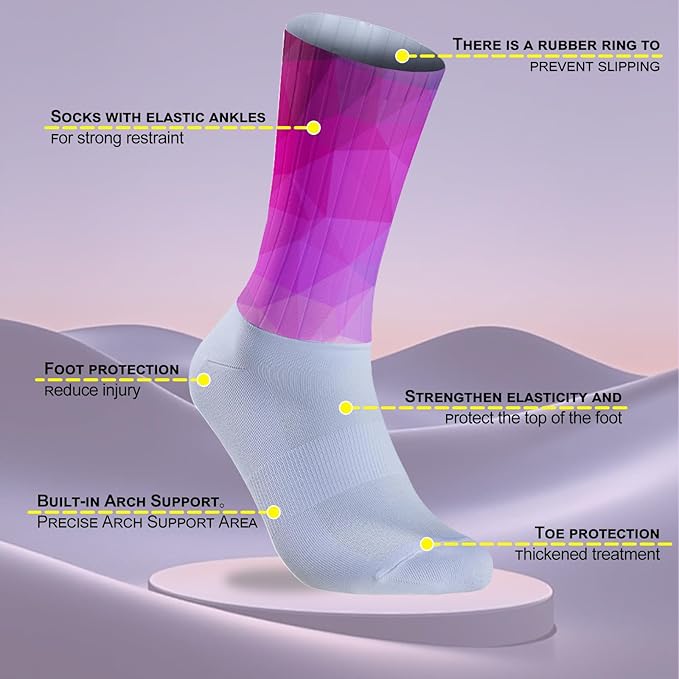Cycling Socks Athletic Crew Socks Breathable Cushioned Compression Running Hiking Socks For Mens Womens