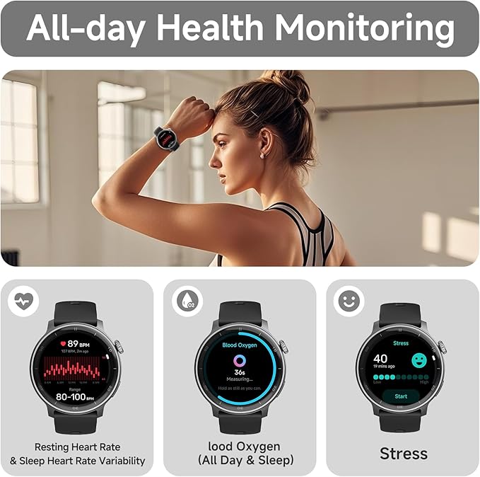 R5G Plus Smartwatch with GPS, Bluetooth Calling, 3ATM Waterproof Build, Custom Watch Faces, 110+ Sports Modes, All-Day Health Tracking, Sleep Insights, Compass, Barometer & Seamless Fitness Support