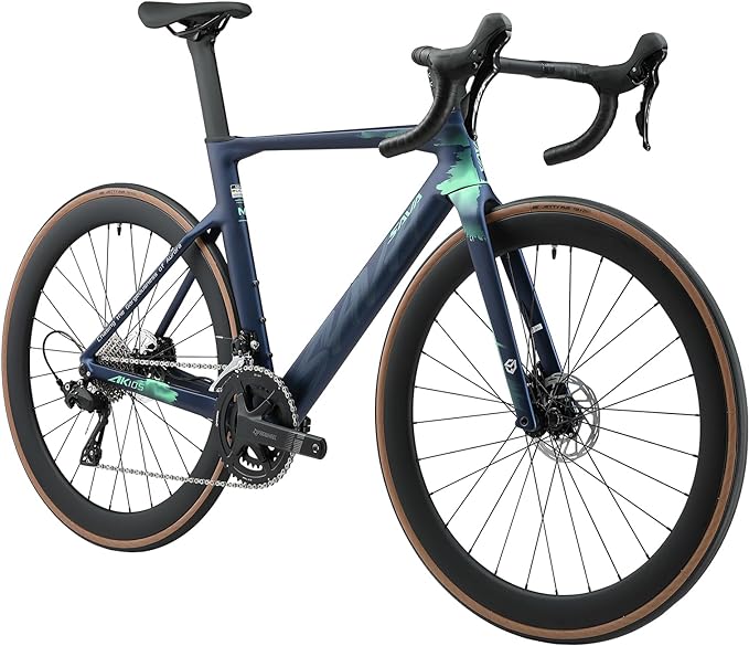 SAVADECK Carbon Fiber Road Bike, Hydraulic Oil Disc Bike with Carbon Fiber Frame and Wheelset, Lightweight Full Carbon Racing Bicycle with Shimano R7120 24S Shift Set for Adults