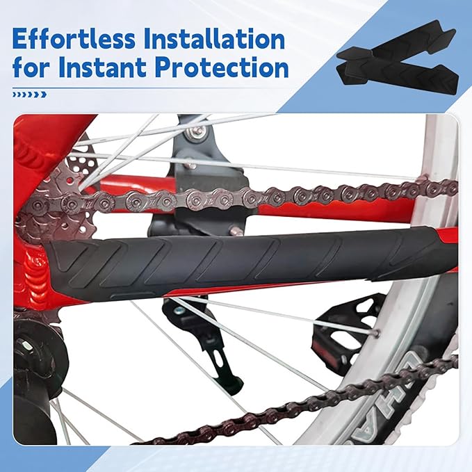 Silicone Bike Frame Protection Tape & Chainstay Guard 2 Pack, Adhesive Anti-Scratch Pad for MTB/Road/E-Bike, Easy Install Reusable Noise Reduction, Durable Sticky Glue Backing ﻿