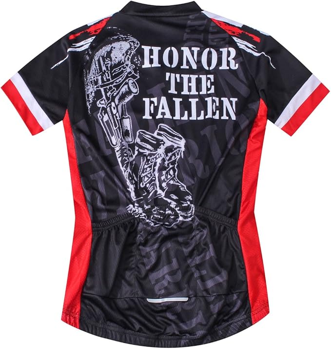 Cycling Jersey Short Sleeve USA Style Bike Tops with Pocket Reflective Stripe