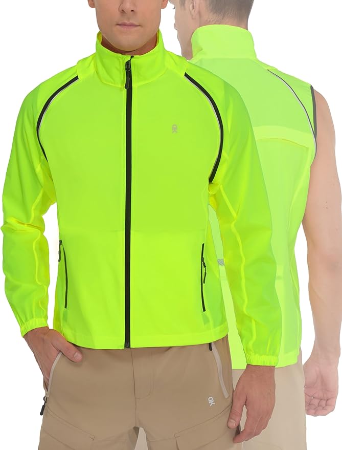 Little Donkey Andy Men's Quick-dry Running Jacket, Convertible UPF 50+ Cycling Jacket Windbreaker with Removable Sleeves