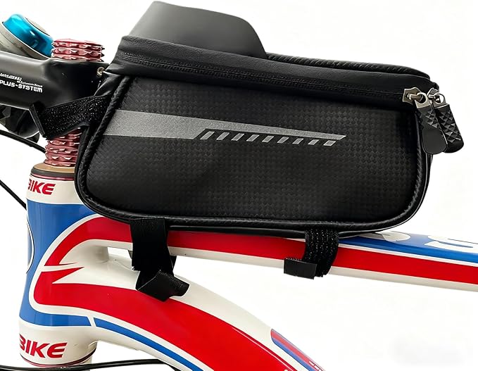 Waterproof Bike Phone Front Frame Bag Handlebar Mount Bicycle Front Tube Bag with Touchscreen Compatibility, Sunshade & Shockproof Design for Cycling, Commuting, and Outdoor Sports