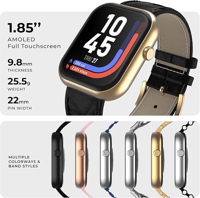 iTouch AIR 5 Smartwatch – 1.85” AMOLED Display, Bluetooth Calling, 100+ Sport Modes, Heart Rate, SPO₂, Stress & Sleep Tracking, IP68 Water Resistant, 7-Day Battery Life – for Android & iOS