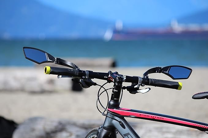 Hafny New Handlebar Bike Mirror, HD Blast-Resistant, Safe Crystal Clear Glass Mirror, Adjustable Rotatable Bike Mirror, Rearview Mirror,HF-MR095