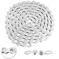 6/7/8 Speed Bike Chain,VDHU Bicycle Chain for Road Bicycles,Mountain Bike,MTB Mountain Racing Cycling Accessories with 1 Pairs Bicycle Buckle,Full Silver Plating 116 Links with Quick Link