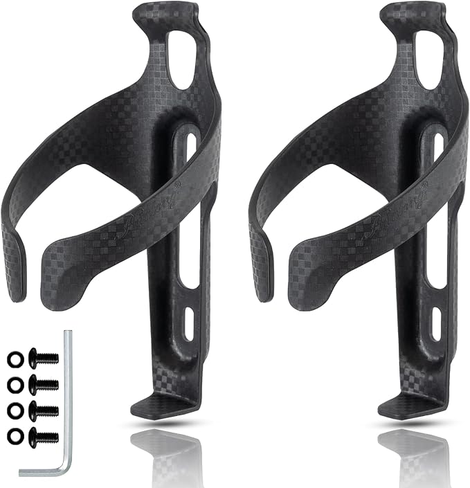 Bike Water Bottle Holder for Road Bikes Mountain MTB Gravel Bike Water Bottle Cages Aerodynamic Design Universal with Screw Wrench Black Matte A-Shape 2-Pack