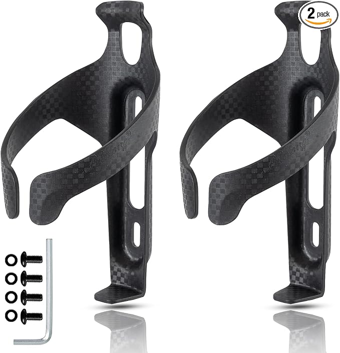 Bike Water Bottle Holder for Road Bikes Mountain MTB Gravel Bike Water Bottle Cages Aerodynamic Design Universal with Screw Wrench Black Matte A-Shape 2-Pack