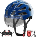 Bike Helmet Adult for Men, Lightweight Ebike Helmet with LED Light & Magnetic Goggles, USB Charging Cable Included, Cycling Helmet for Adult with Adjustable Dial Fit 22.8"- 24.4 "