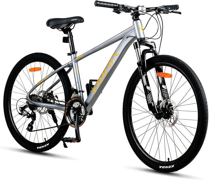 TRIFOX 26 Inch Aluminum Mountain Bike with Shimano 21-Speed,Aircraft-Grade Aluminum Frame,Dual Disc Brakes,15/17 Inch Internal Cable Routing Frame for Men Women Boys Girls