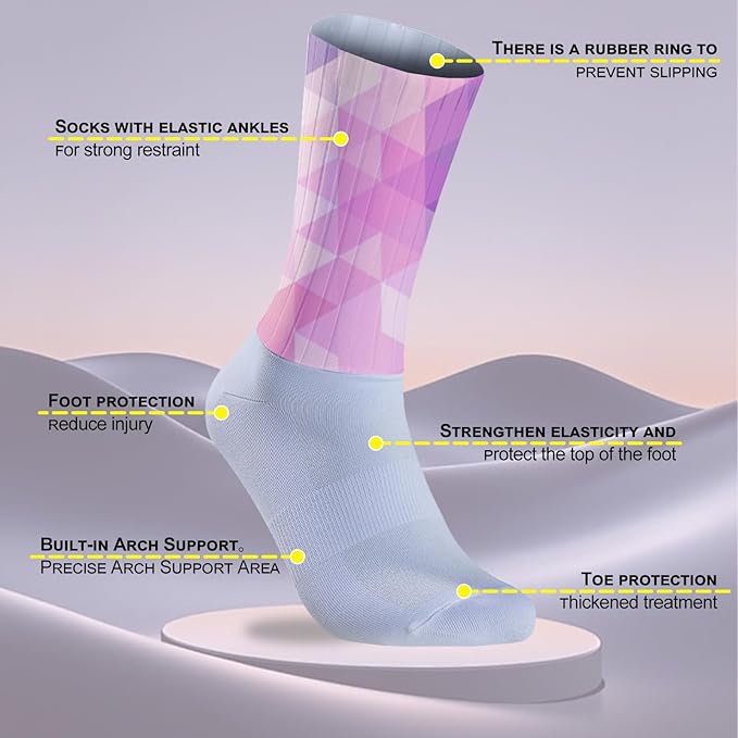 Cycling Socks Athletic Crew Socks Breathable Cushioned Compression Running Hiking Socks For Mens Womens