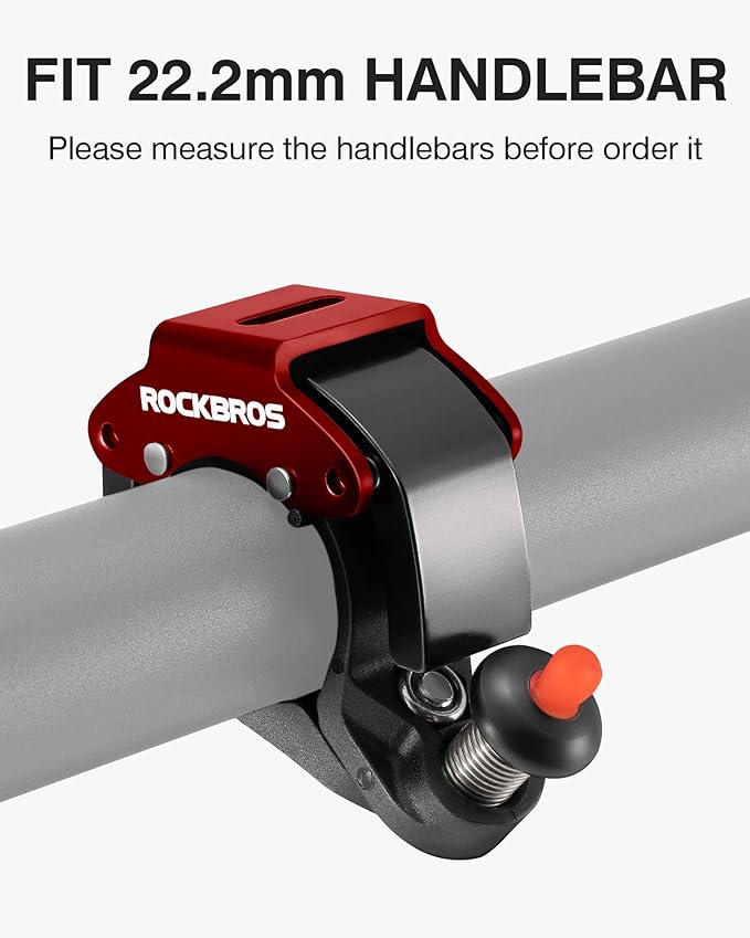 ROCKBROS Bike Bells Hidden MTB Bells Bicycle Bells for 22.2mm Handlebars, More Than 100dB, Clear & Long Sound Ringer, Mountain Bike, Scooter, Youth Bike