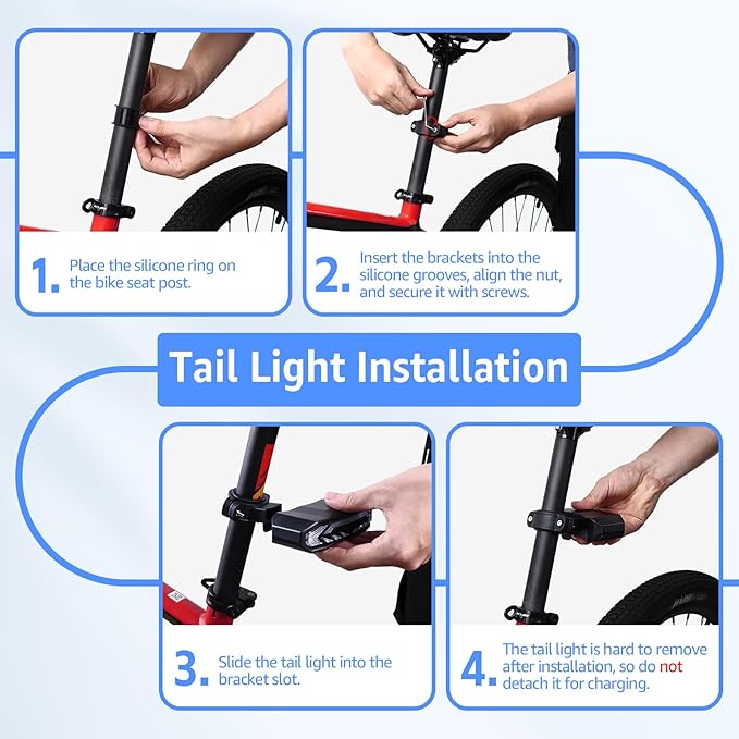 NineLeaf Bike Turn Signals, Turn Signal Kit for Ebike, Bike Turn Signals Front and Rear Auto On/Off Electric Bell Automatic Brake Light Remote Control Rear Light USB Rechargeable IP65 Waterproof