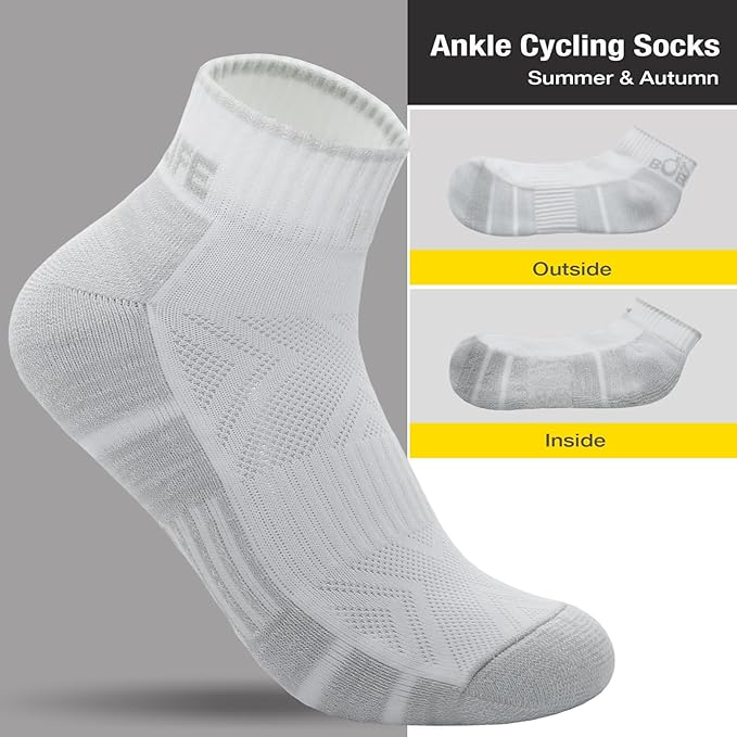Ergonomic Ankle Cycling Biking Socks - Comfort for Bicycle Bike Riding, 2 Pairs