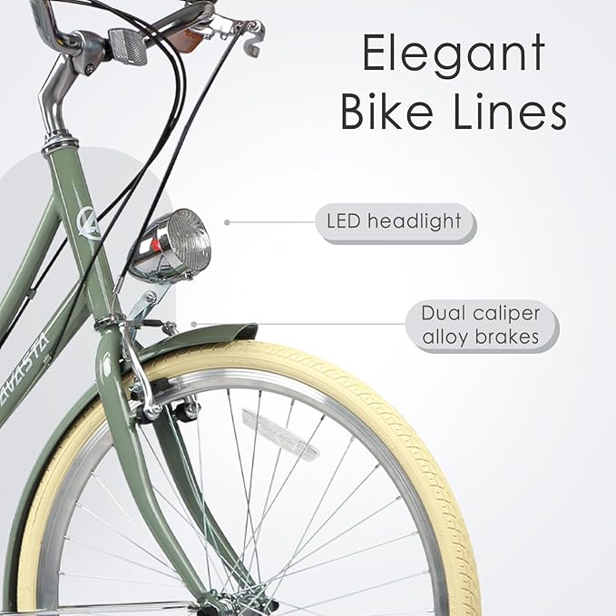 AVASTA Vela Hybrid Bike for Adult Women Female Lightweight Step Through 26 Inch High Tensile Steel Frame City Commuter Comfort Lady Bicycle, 6-Speed, Multiple Colors