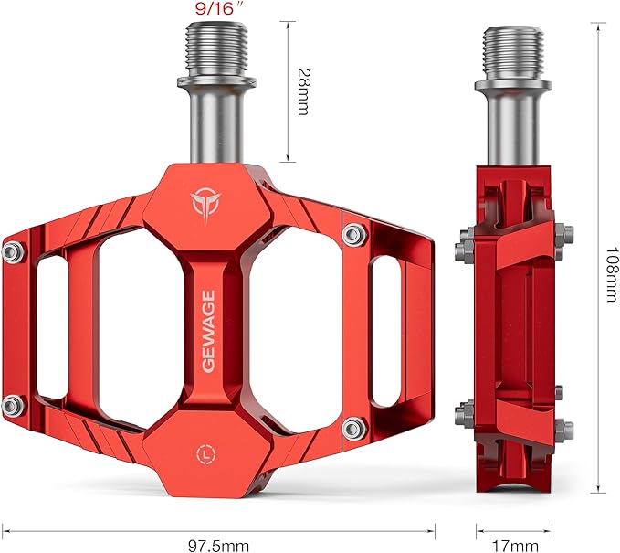 Mountain Road Bike Pedals -Bicycle Flat Pedals Aluminum 9/16" Sealed Bearing- Lightweight Platform for Road Mountain BMX MTB Bike Children's Bicycle