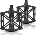 KEMIMOTO Mountain Bike Pedals MTB Bicycle Flat Pedals, 9/16'' CNC Aluminum Durable Sealed Bearing for Most Bikes BMX MTB Enduro Downhill Trail (Two Pack)