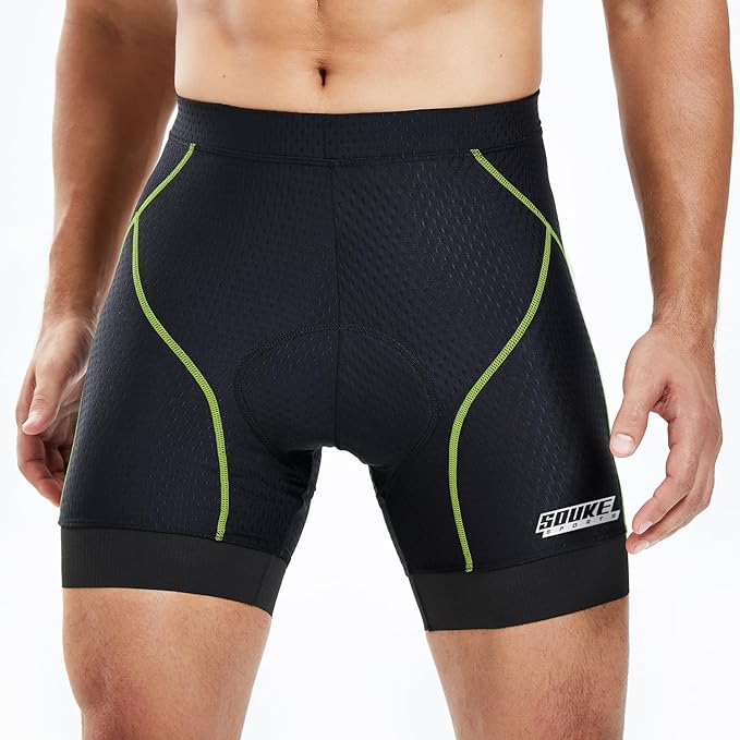 Souke Sports Men's Cycling Underwear Shorts 4D Padded Bike Bicycle MTB Liner Shorts with Anti-Slip Leg Grips