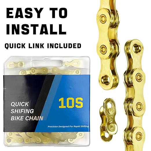 VERKSTAD 10 Speed Bike Chain, Bike Chain 1/2" x 11/128" 116 Links for Road Bike Mountain Bike Racing Cycling