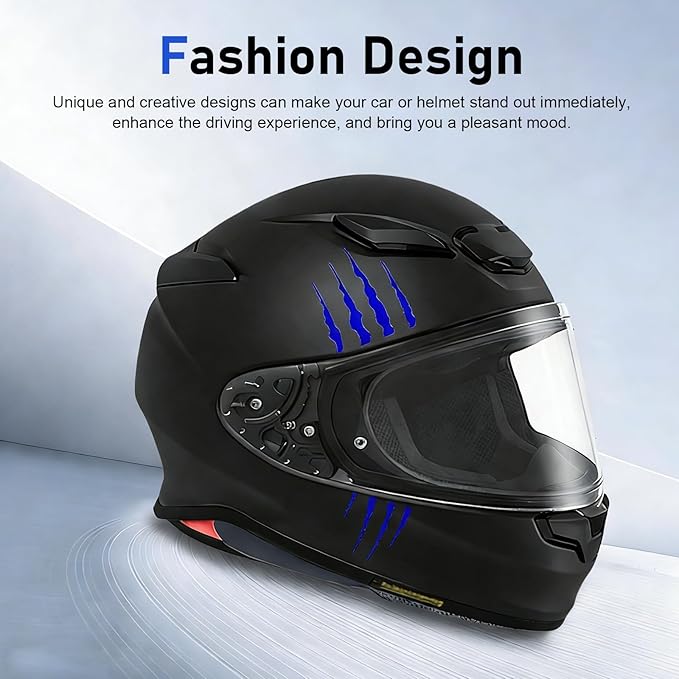 1 Set Motorcycle Helmet Stickers, Claw Scratch Design, Waterproof Reflective Decals for DIY Decoration, Universal for Most Helmets, Vehicles, Laptops (Blue)