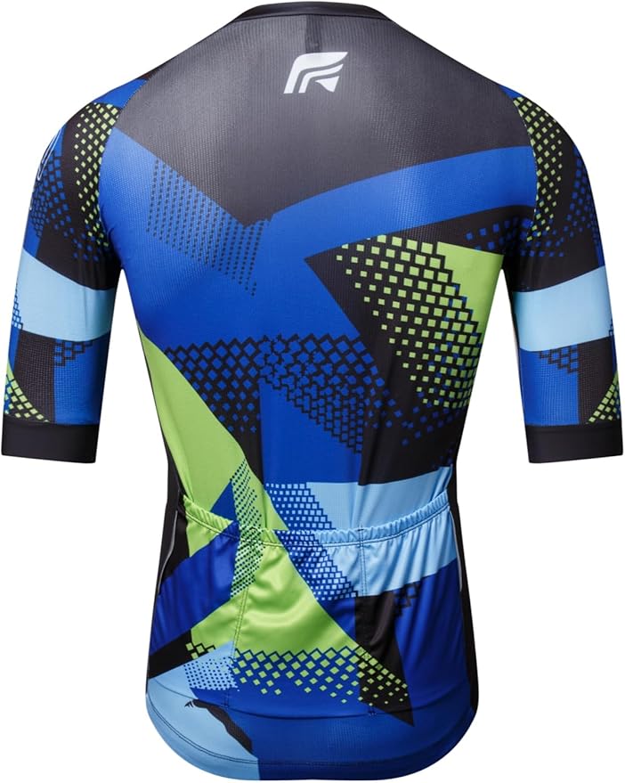 Men’s Cycling Jersey Short Sleeve, Breathable Quick-Dry Mountain Bike Shirt with Zipper for Road Cycling MTB Riding