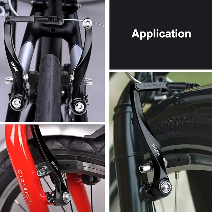 RUJOI Bike Brakes Set,Mountain Bike V Brakes Type,V-Brake Replacement Set for MTB, Road Bike,BMX,E Bike Black (2 Pack)…