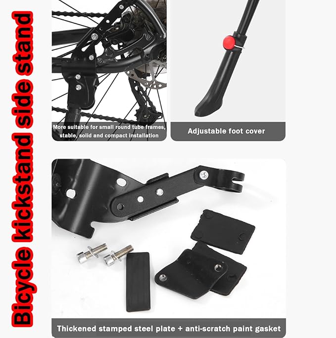 Bike Kickstand for Trek 730 Multitrack 7300 750 760/770 7700 790 Multitrack, Aluminum Adjustable Kickstand Foot Side Stand Suppor Rear Side Bicycle Stand with Non-Slip Rubber Foot,B