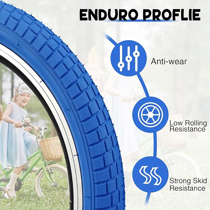12/16/20x2.125 Bike Tires 1/2 Pack 12/16/20 Inch Kids Folding Replacement Tire/Tube Suitable for Tires 12/20x2.1 12/16/20x2. 125 12/20x2.25, Multiple Colors