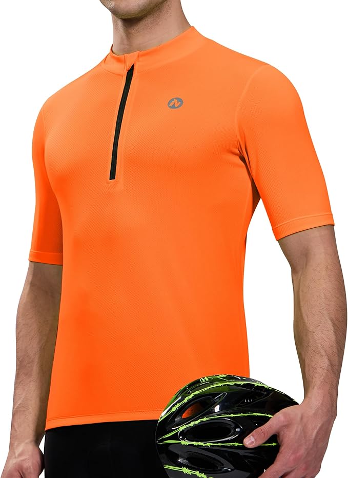 Nepest Cycling Jersey Men Short Sleeve Bike Shirts with 4 Rear Pockets Moisture Wicking Half Zip Road & Mountain Biking