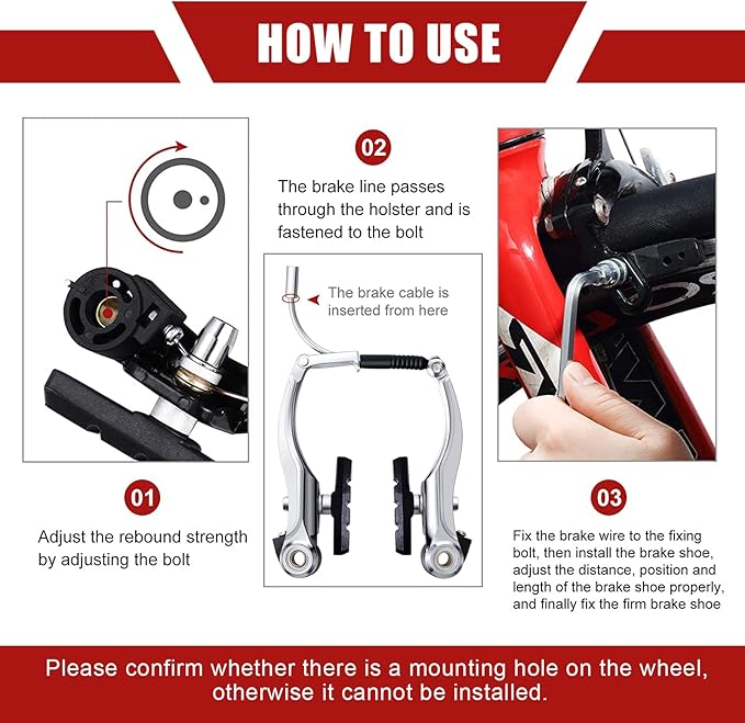 Boao Complete V-Type Bike Brake Set, Front and Rear Bike MTB Brake Inner and Outer Cables and Lever Kit Includes Calipers Levers Cables (Silver)