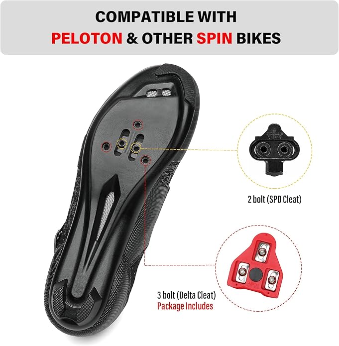 Unisex Cycling Shoes Compatible with Peloton Bike & SPD Indoor Road Riding Biking Bike Shoes with Delta Cleats Included for Men Women