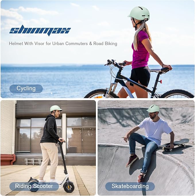 Shinmax Adult Bike Helmet for Men & Women - Lightweight Adjustable Baseball Cap Style Cycling Helmet with Reflective Strip, Perfect for Urban Commuter & Road Biking