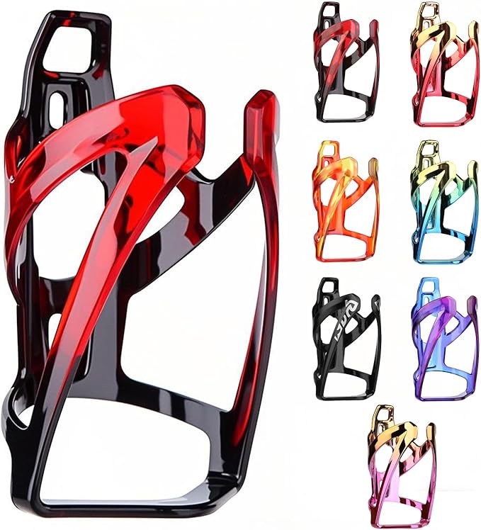 Bike Water Bottle Holder with Screws Lightweight Cycling Bicycle Water Bottle Holder for Road, Mountain Bike (Black Red)