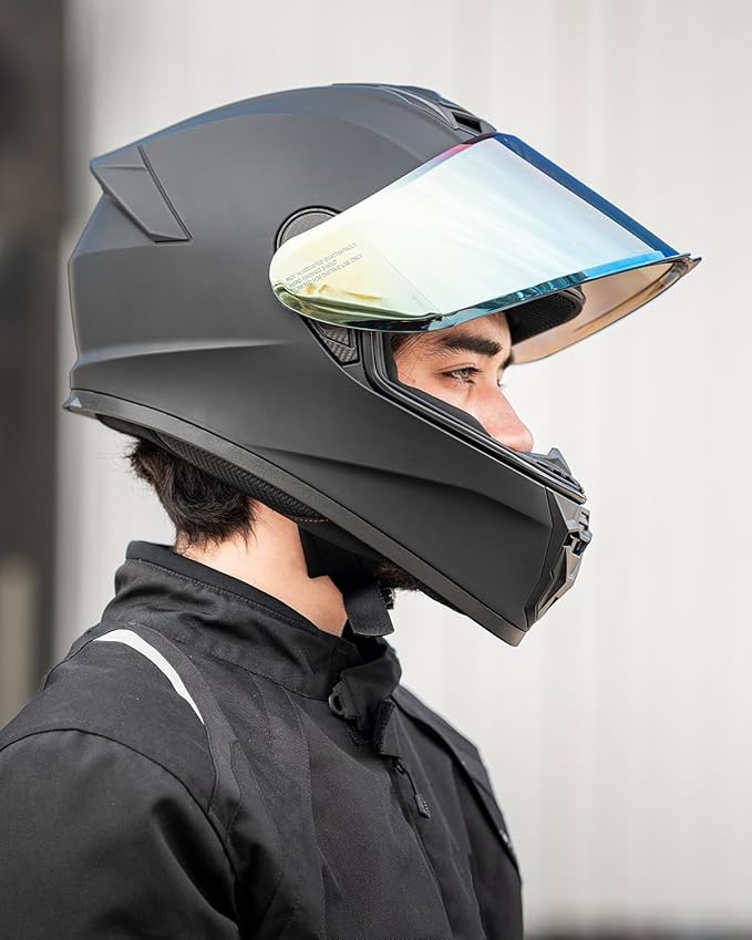 Motorcycle Helmets for Adult Men Women, Full Face Lightweight Street Bike Racing DOT Helmet with Extra Clear Visor Model AU-T801
