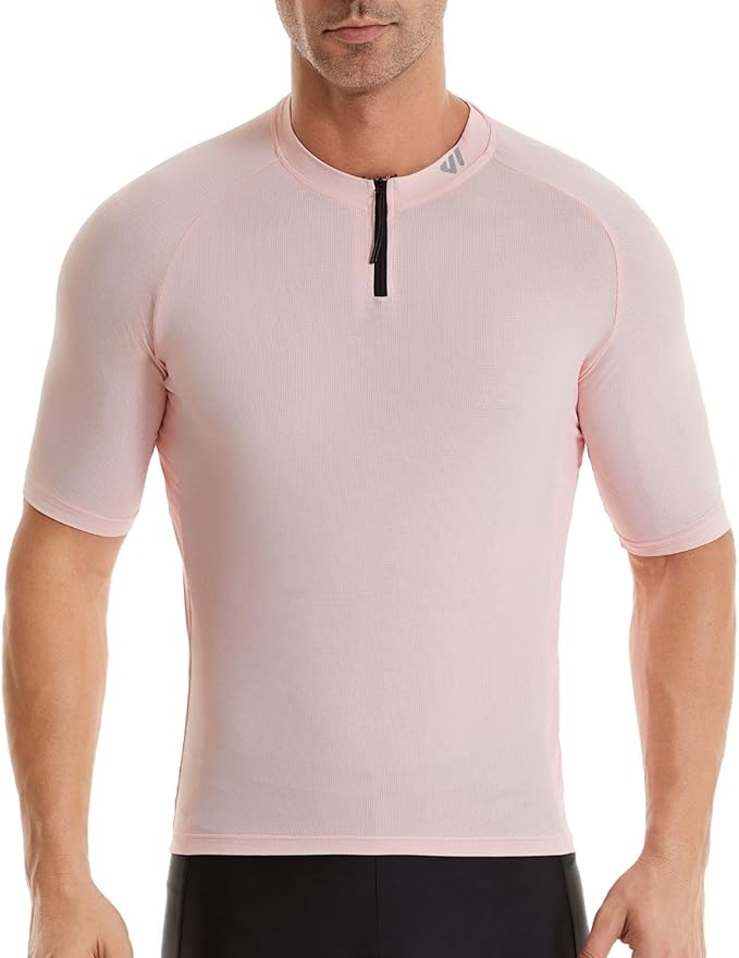 Wulibike Cycling Jersey Men Short Sleeve, Road Bike Shirts 1/4 Zipper with Pockets, Bicycle Clothing Breathable Quick Dry